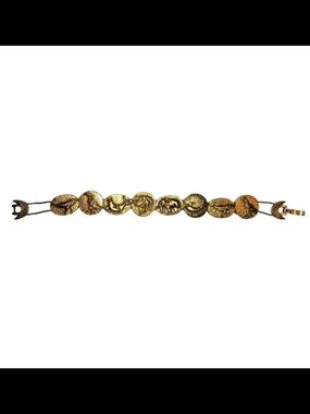 Vintage Animal Totem Slide Panel Bracelet Gold Tone